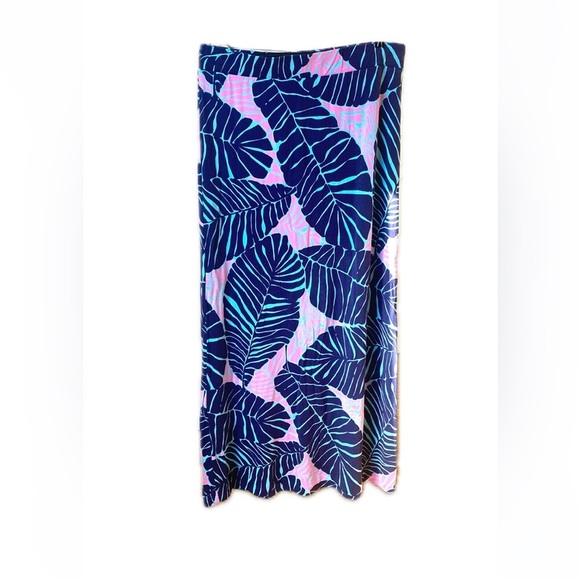 Lilly Pulitzer Dresses & Skirts - Lilly Pulitzer Maxi Skirt Size Large Under the Palms Print Navy Blue Pink
